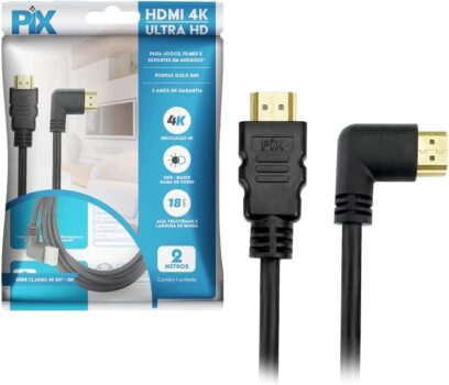 B075QN42TR-Pix Cabo HDMI 2.0 4K 19 Pinos Plug 90 Graus 2 Metros