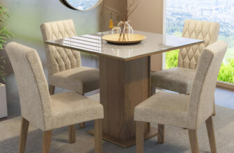 MLB23479068-Madesa Anaju Sala de Jantar Mesa Tampo Vidro 4 Cadeiras Rustic