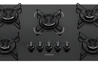 MLB23997577-Itatiaia Cooktop Essencial 5 Bocas Preto Vidro Temperado Bivolt