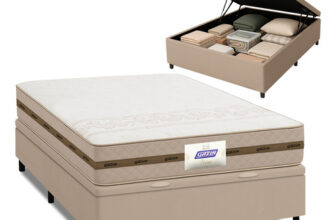 MLB26886277-Gazin Cama Box Baú Colchão Molas Flora Casal Bege 138x188x61cm