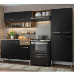 MLB27417990-Madesa Cozinha Modulada Compacta Emilly Pop Rustic/Preto GREM229002