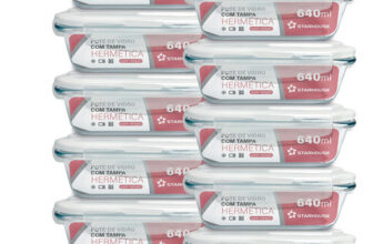 MLB53222689-Star House Kit 10 Potes Vidro Hermético 640ml Forno Refratário