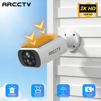 1005006326457300-ARCCCTV Câmera de Vigilância Solar 2K HD
