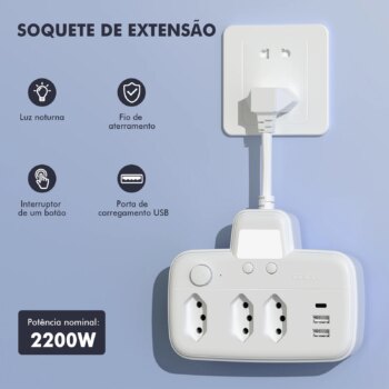 1005010122547339-Coibeu Extensão Elétrica 2200W com USB e Luz Noturna