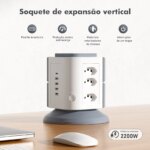 1005010318979890-Extensão Vertical com 9 Tomadas BR + 4 USB + Type-C