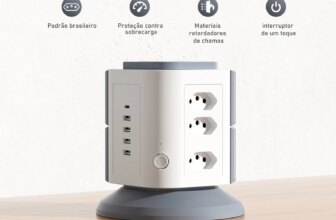 1005010318979890-Extensão Vertical com 9 Tomadas BR + 4 USB + Type-C