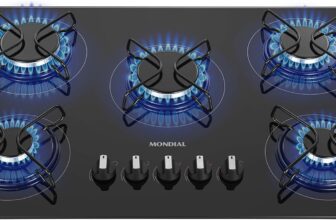 B085JFZHJ6-MONDIAL Cooktop a Gás 5 Bocas Preto/Inox