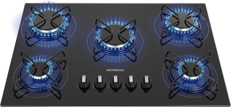 B085JFZHJ6-MONDIAL Cooktop a Gás 5 Bocas Preto/Inox