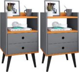 B0C627GMNN-Jogo Quarto Casal Kit Mesa de Cabeceira Retro