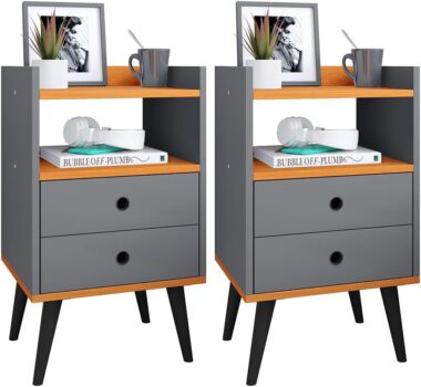 B0C627GMNN-Jogo Quarto Casal Kit Mesa de Cabeceira Retro