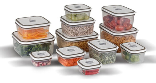 MLB23191928-Kit Potes Herméticos Plásticos Cinza 12 Unidades Electrolux