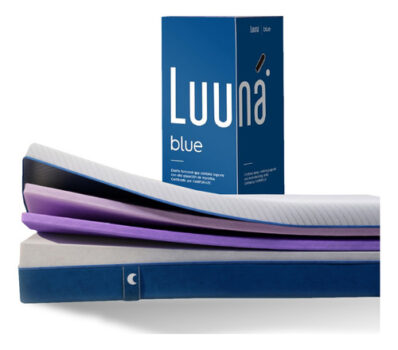 MLB25810851-Colchão Luuna Blue Branco E Azul Queen 3 Espumas