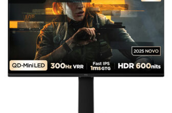 MLB52170796-Monitor Gamer TCL 25 Polegadas QLED Mini LED Full HD G64 300Hz 1ms (GtG) Freesyn