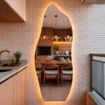 MLB60943524-Espelho Orgânico Com Led Para Sala Quarto