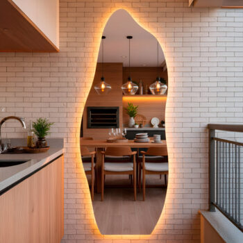 MLB60943524-Espelho Orgânico Com Led Para Sala Quarto