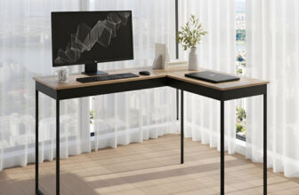 MLB46020779-Mesa Em L De Canto Lamina Com Preto Escrivaninha Industrial