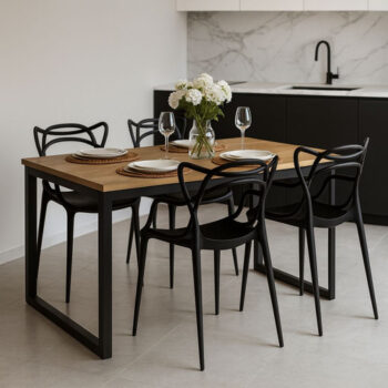 MLBU3726748549-Conjunto Mesa Industrial Smart Com 4 Cadeiras