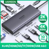 Ugreen 10Gbps USB C Hub 4K60Hz HDMI RJ45 PD100W