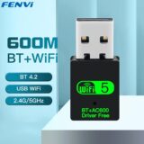 Adaptador USB Wi-Fi 2 em 1 Bluetooth FENVI 600Mbps Dual Band 2.4G 5GHz