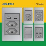 DELEFU Tomada Vidro USB-C 20W + TV/Cat6