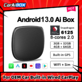 Car Air Box Sem Fio CarPlay Ai Box, Qualcomm 6125, CPU 8-Core, Android 11.0, GPS