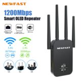 Newfast Repetidor Wi-Fi 1200Mbps OLED Longo Alcance 5GHz
