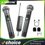 Microfone Sem Fio UHF Profissional Portátil 2 Canais 900MHz PHENYX PRO
