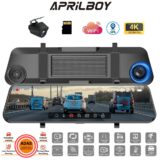 Câmera DVR Automotiva Aprilboy 4K Wi-Fi Espelho Retrovisor