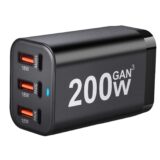 Carregador GaN de Carregamento Rápido USB C, 6-Port, 200W