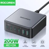 Estação De Carregamento Rocoren 200w Com 4 USB C + 2 USB A