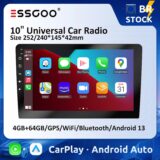 Essgoo Rádio Automotivo Android 13 10 Polegadas 4GB 64GB CarPlay
