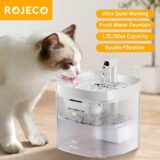 Rojeeco Fonte de Água Automática para Animais 1.5L Filtragem Dupla