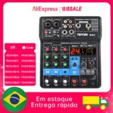 Teyun NA4 Mini Mixer de Áudio 4 Canais