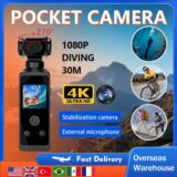 Câmera digital de ação 4k, tela de 1.33 “, rotação de 270 graus