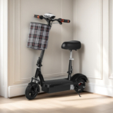 Scooter elétrica dobrável para adultos com assento e cesta para compras e viagens