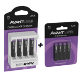 Avant Use Kit 8 Pilhas Recarregável AAA Palito   Carregador