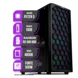 PC Gamer Mancer, AMD Ryzen 5 5600, RX 580 8GB, 16GB DDR4, SSD 480GB, Fonte 500W 80 Plus