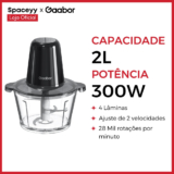 Gaabor Processador de Alimentos Elétrico 2L 300W com 4 Lâminas