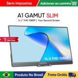 (Armazem Brasil) ARZOPA Monitor Portátil 14.0 1080P FHD IPS Ultrafino com USB C e HDMI