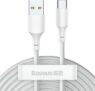 Baseus Cabo USB-A para USB-C 1.5M Carregamento e Dados 40W Branco (2 unidades)