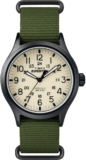 Timex Expedition Scout Relógio Masculino 40mm Caixa Preta Couro Oliva