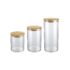 Conjunto com 3 Potes de Vidro Transparente Slim com Tampa Bambu