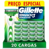 Gillette Mach3 Sensitive Carga para Aparelho de Barbear Recarregável com Aloe Vera