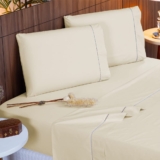 Jogo de Lençol Percal 400 Fios Ponto Palito Cama Casal 4 peças