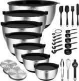Kit 27 peças Wildone Tigelas Inox com Tampas, Raladores e Base Antiderrapante