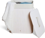 Cesto De Roupa Suja Com Tampa Em Bambu