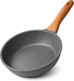 Frigideira Grande Alumínio Revestida Cerâmica Cabo Madeira Fundo Indução