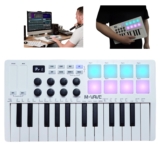 Controlador de teclado MIDI USB M-WAVE de 25 teclas com 8 pads de bateria retroiluminados