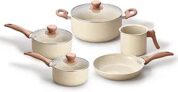 Oikos Jogo Com 5 Panelas Antiaderentes Cerâmica Terrara Bege