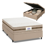 Gazin Cama Box Baú Colchão Molas Flora Casal Bege 138x188x61cm